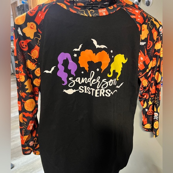 Sanderson Sisters Halloween Long Sleeve Tee - Black, Orange, Purple - Picture 1 of 1